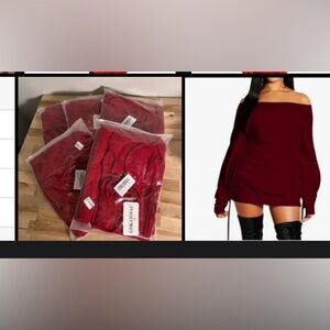 Lot of 5 Red Burgundy Off-Shoulder Mini Dresses size Large